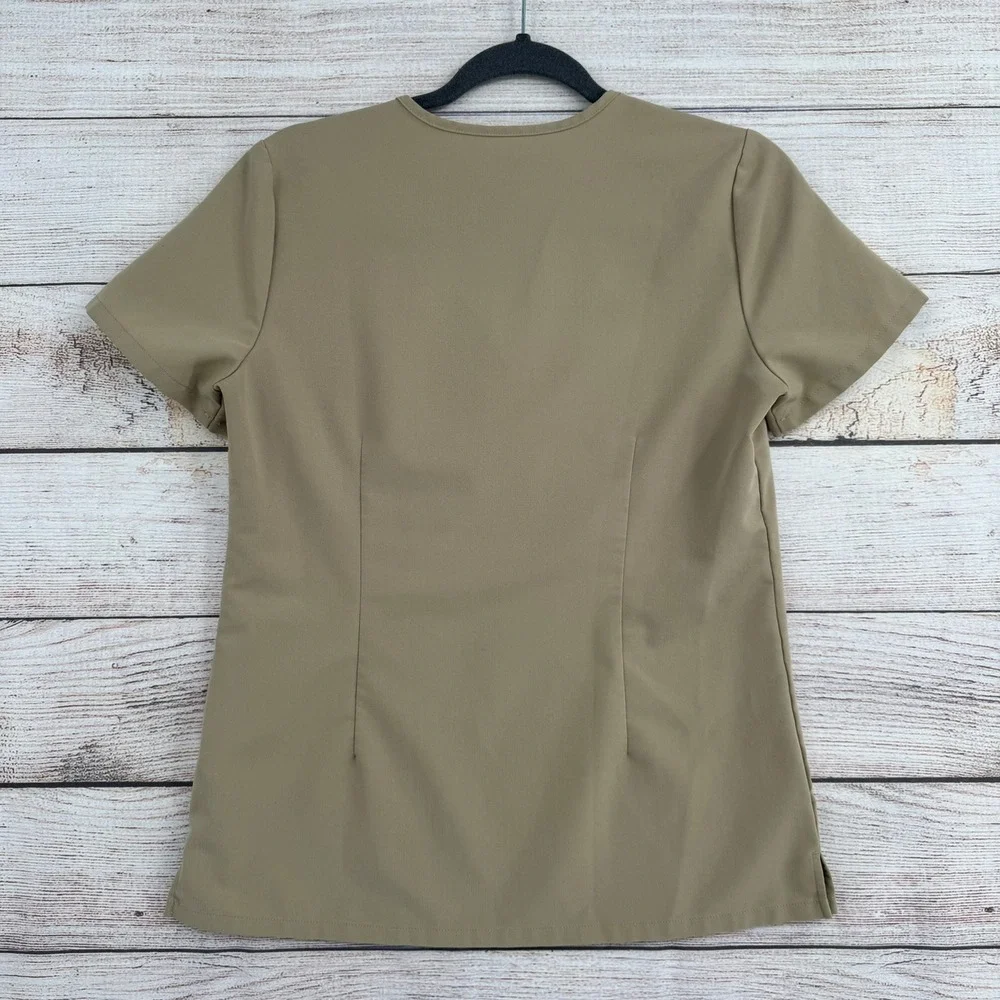 FIGS Catarina Scrub Top Women XS Tan FW1000 Technical Collection V-Neck Pocket - Picture 2 of 6